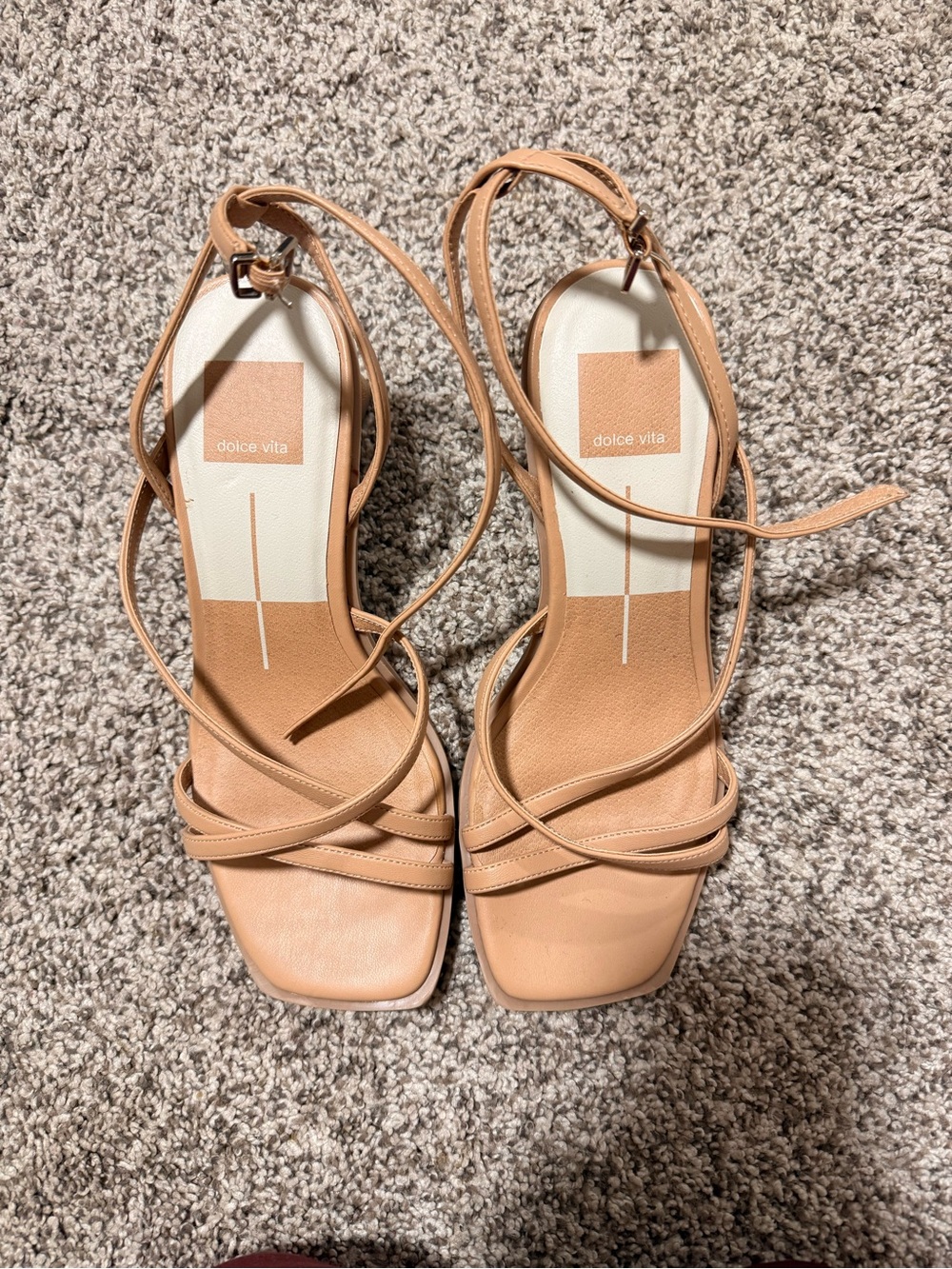 Dolce Vita Tan Strappy Square-Toe Sandals